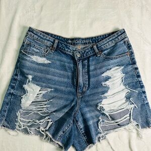 American Eagle Outfitters Distressed Blue Denim Shorts